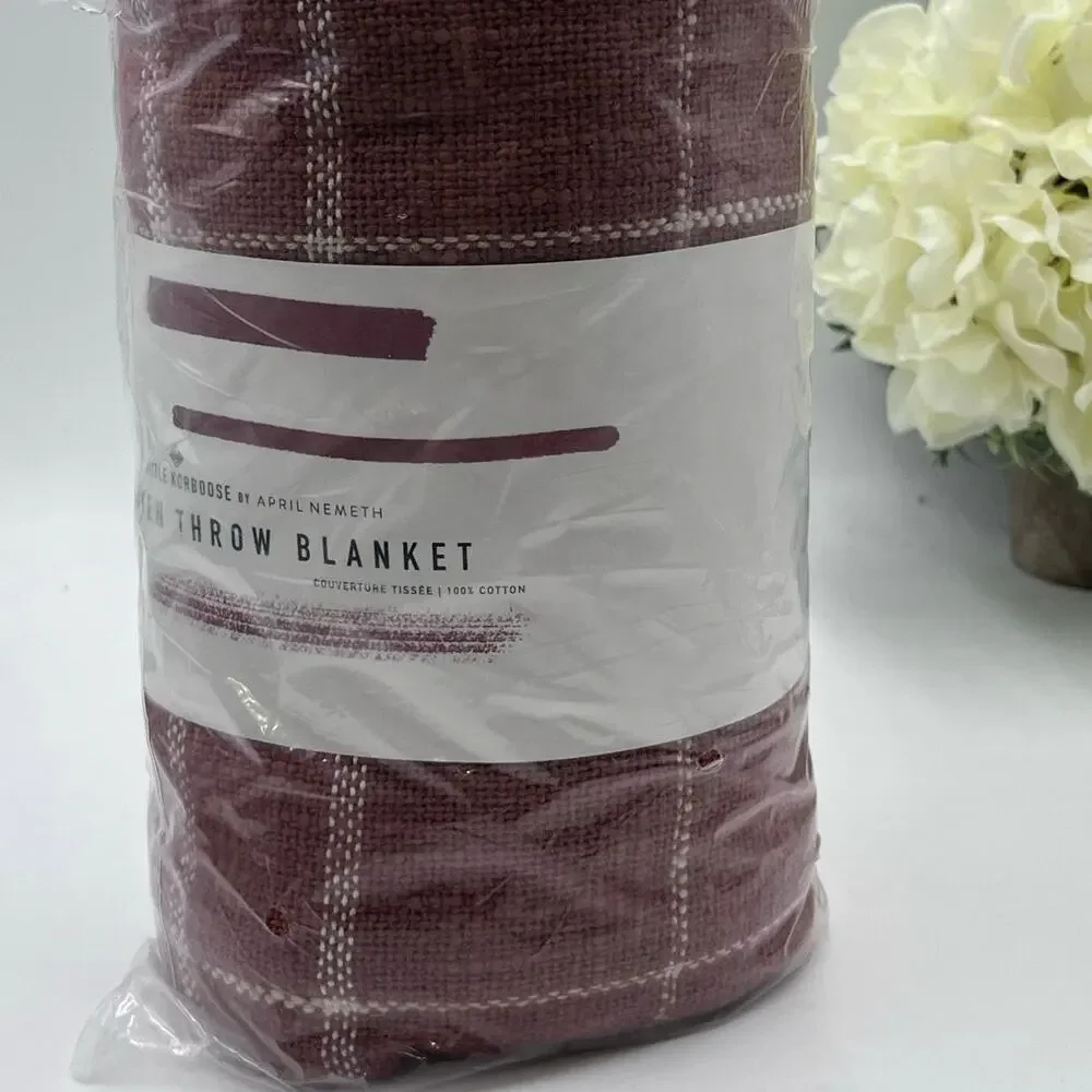 Little Korboose by April‎ Nemeth Woven Cotton Throw Blanket RUST 50